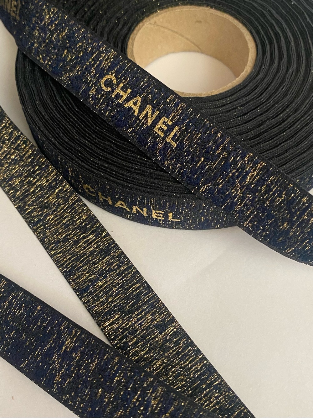 CHANEL Navy and Gold Ribbon Roll